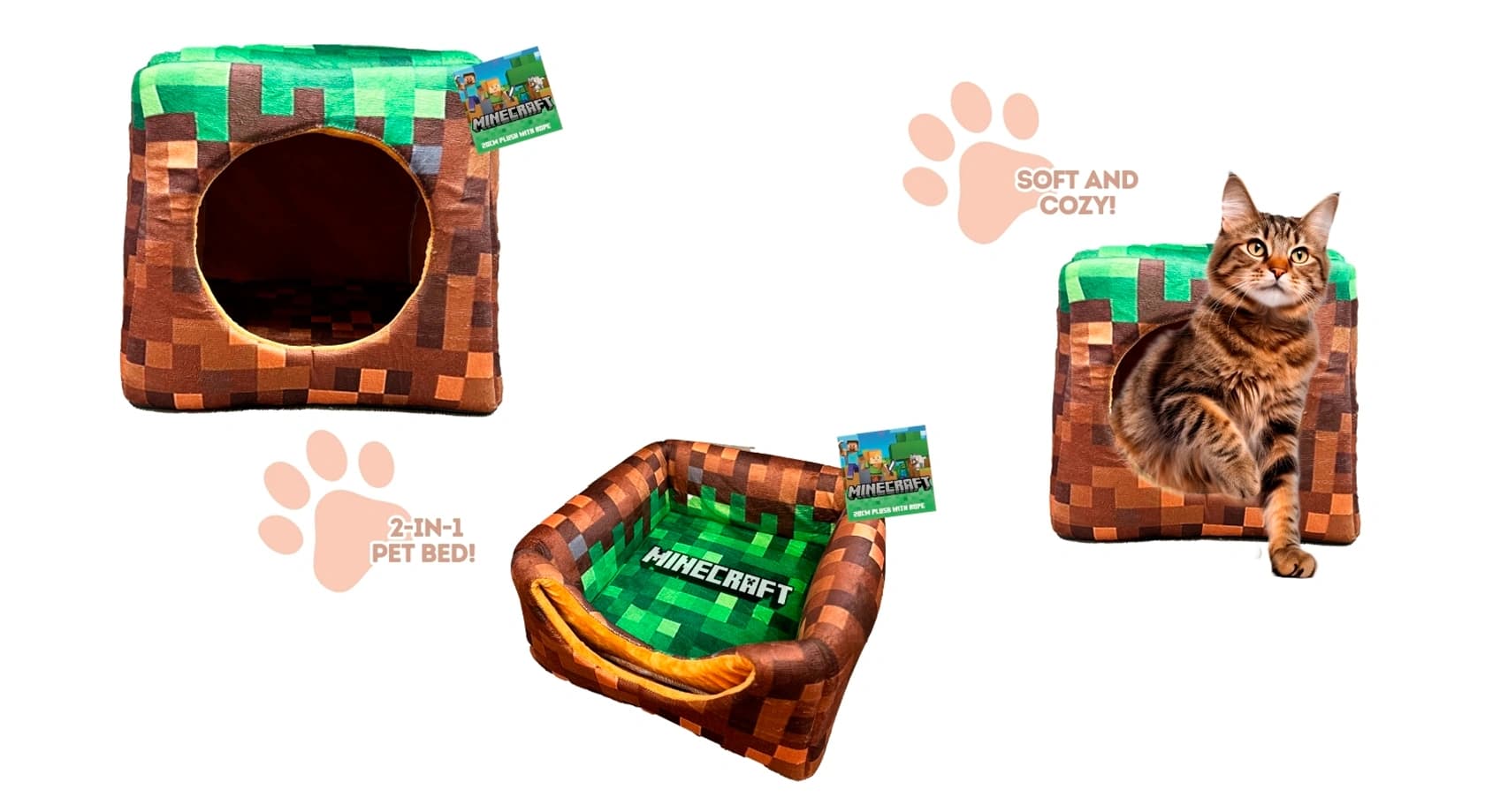 MINECRAFT CAT CAVE BED