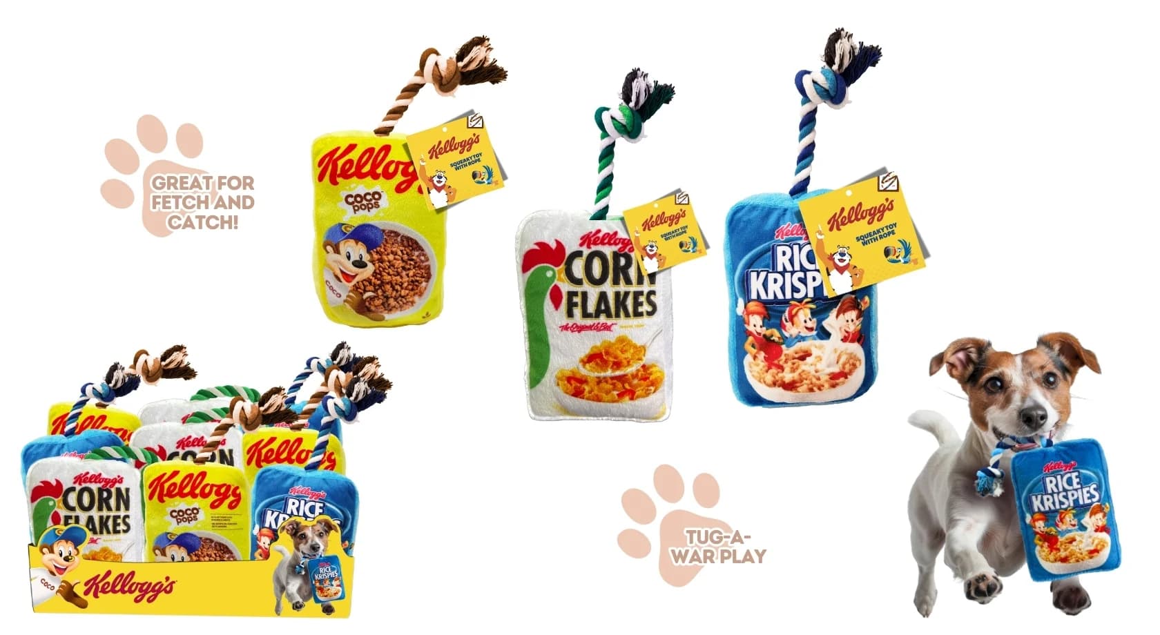 KELLOGG'S SQUEAKY TOY WITH ROPE