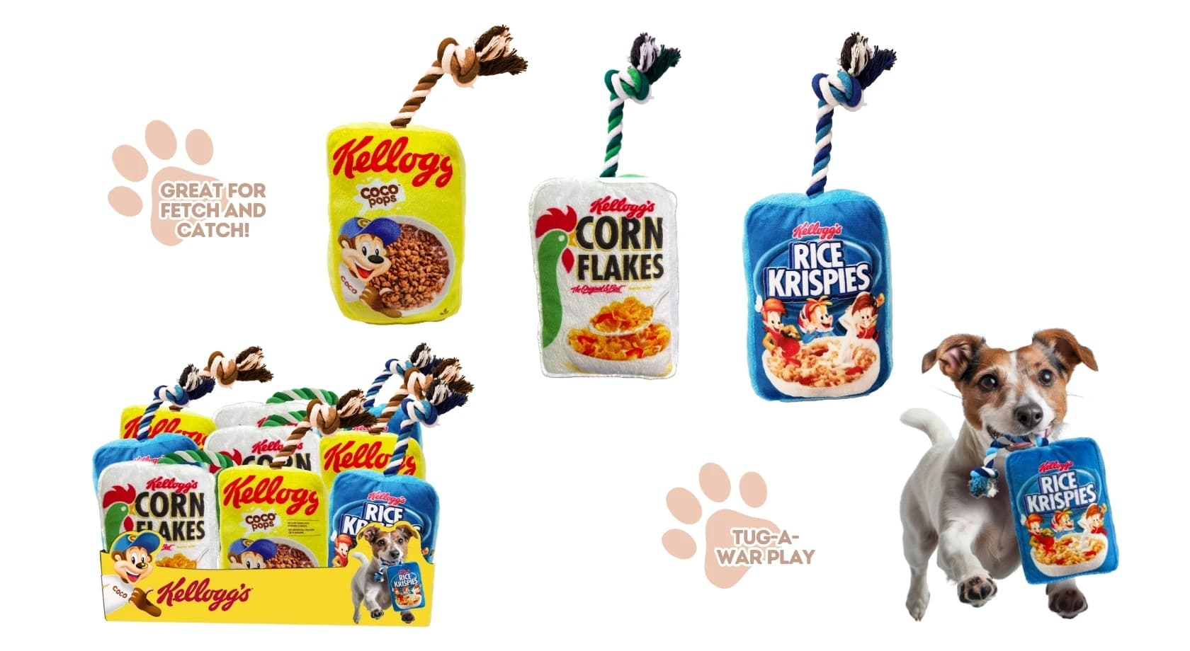 KELLOGG'S SQUEAKY TOY WITH ROPE